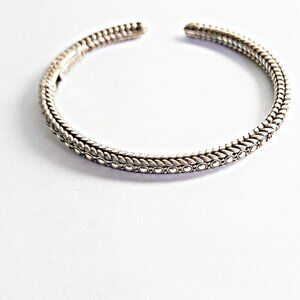 John Hardy Sterling Silver Chain Hinged Kick Back Cuff Bracelet